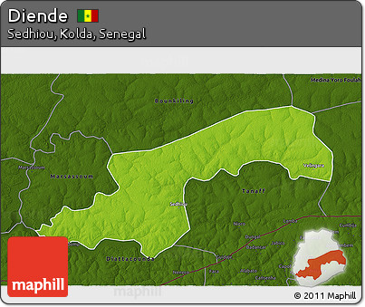 Physical 3D Map of Diende, darken
