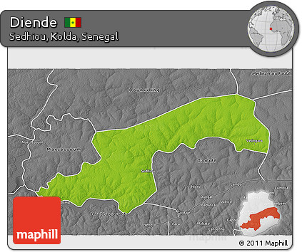 Physical 3D Map of Diende, desaturated