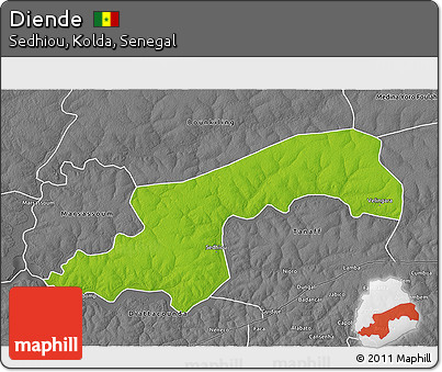 Physical 3D Map of Diende, desaturated