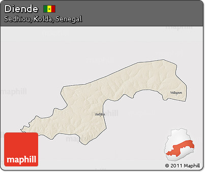 Shaded Relief 3D Map of Diende, single color outside