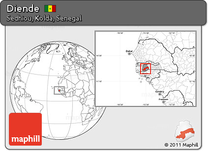 Blank Location Map of Diende, highlighted parent region, highlighted grandparent region