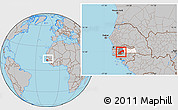 Gray Location Map of Diende, highlighted parent region, highlighted grandparent region, within the entire country