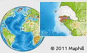 Physical Location Map of Diende, highlighted country, highlighted grandparent region