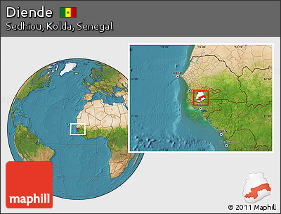 Satellite Location Map of Diende, highlighted parent region