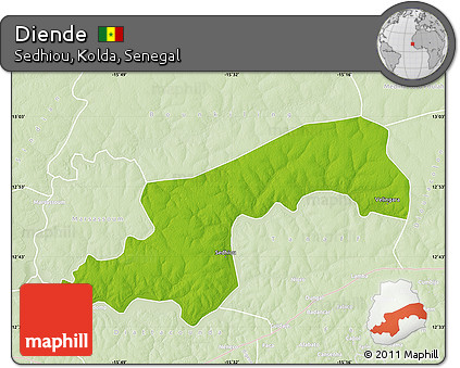 Physical Map of Diende, lighten