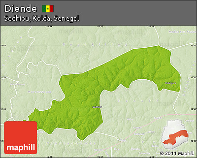 Physical Map of Diende, lighten