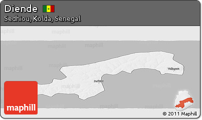 Gray Panoramic Map of Diende, single color outside