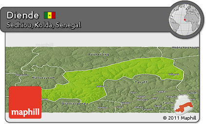 Physical Panoramic Map of Diende, semi-desaturated