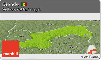 Physical Panoramic Map of Diende, semi-desaturated
