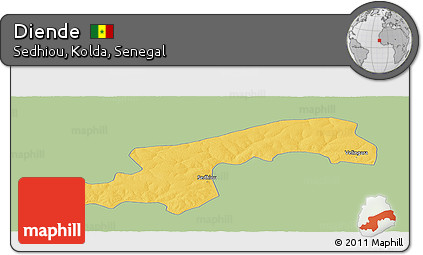 Savanna Style Panoramic Map of Diende, single color outside