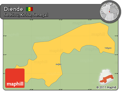Savanna Style Simple Map of Diende, single color outside