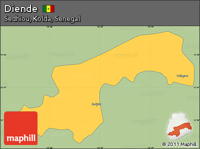 Savanna Style Simple Map of Diende, single color outside