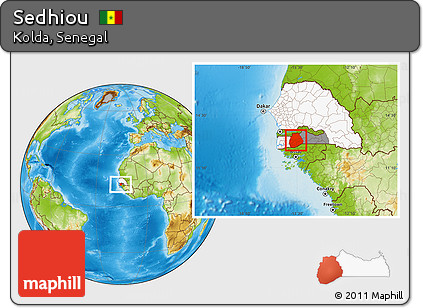 Physical Location Map of Sedhiou, highlighted country, highlighted parent region