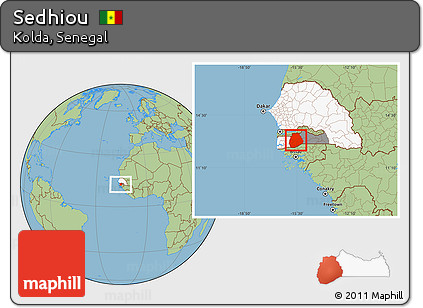 Savanna Style Location Map of Sedhiou, highlighted country, highlighted parent region