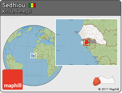 Savanna Style Location Map of Sedhiou, highlighted country, highlighted parent region