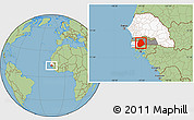 Savanna Style Location Map of Sedhiou, highlighted country, highlighted parent region