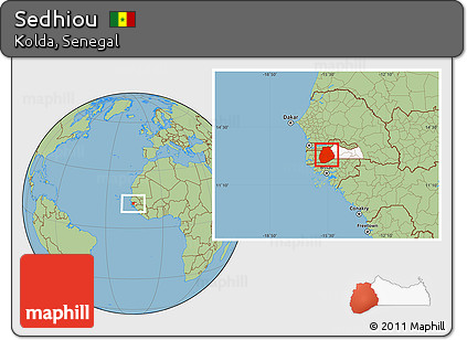 Savanna Style Location Map of Sedhiou, highlighted parent region