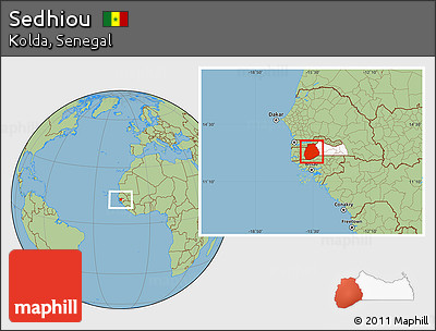 Savanna Style Location Map of Sedhiou, highlighted parent region