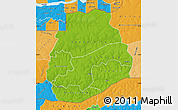 Physical Map of Sedhiou, political shades outside