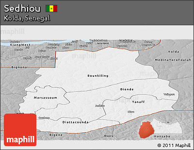 Gray Panoramic Map of Sedhiou