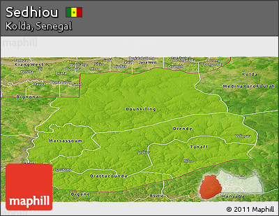 Physical Panoramic Map of Sedhiou, satellite outside