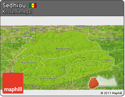 Physical Panoramic Map of Sedhiou, satellite outside
