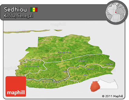 Satellite Panoramic Map of Sedhiou, single color outside