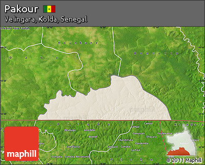 Shaded Relief Map of Pakour, satellite outside
