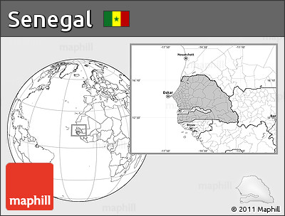 Gray Location Map of Senegal, blank outside