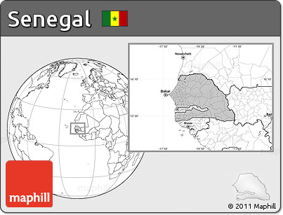 Gray Location Map of Senegal, blank outside