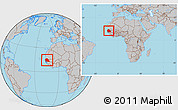 Gray Location Map of Senegal, within the entire continent