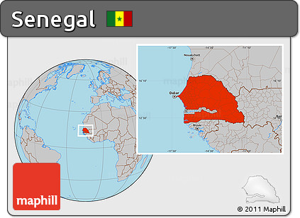 Gray Location Map of Senegal