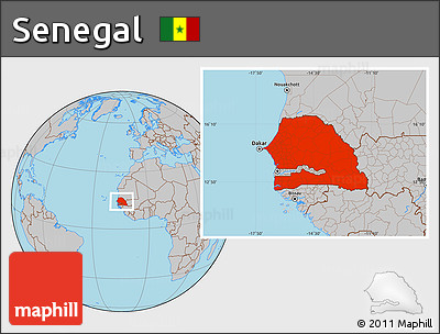 Gray Location Map of Senegal