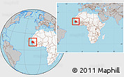 Gray Location Map of Senegal, highlighted continent, within the entire continent