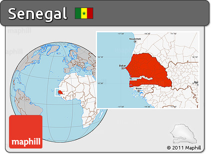 Gray Location Map of Senegal, highlighted continent