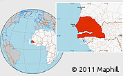 Gray Location Map of Senegal, highlighted continent