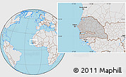 Gray Location Map of Senegal, lighten, desaturated, land only