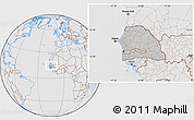 Gray Location Map of Senegal, lighten, desaturated