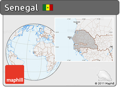 Gray Location Map of Senegal, lighten