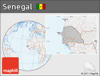 Gray Location Map of Senegal, lighten