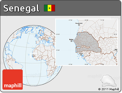 Gray Location Map of Senegal, lighten