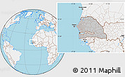 Gray Location Map of Senegal, lighten, land only