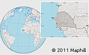 Gray Location Map of Senegal, lighten, semi-desaturated, land only