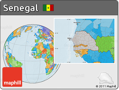 Gray Location Map of Senegal, political outside