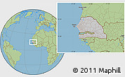 Gray Location Map of Senegal, savanna style outside