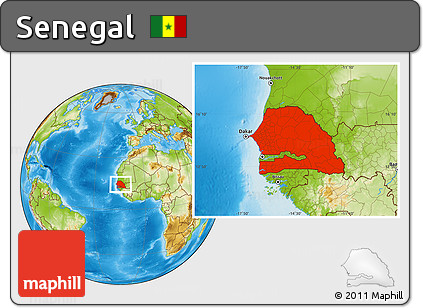 Physical Location Map of Senegal