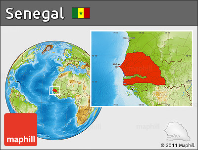 Physical Location Map of Senegal