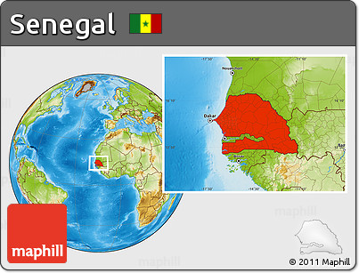 Physical Location Map of Senegal