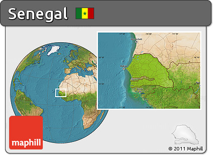 Physical Location Map of Senegal, satellite outside