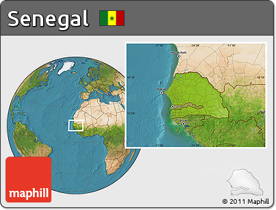 Physical Location Map of Senegal, satellite outside